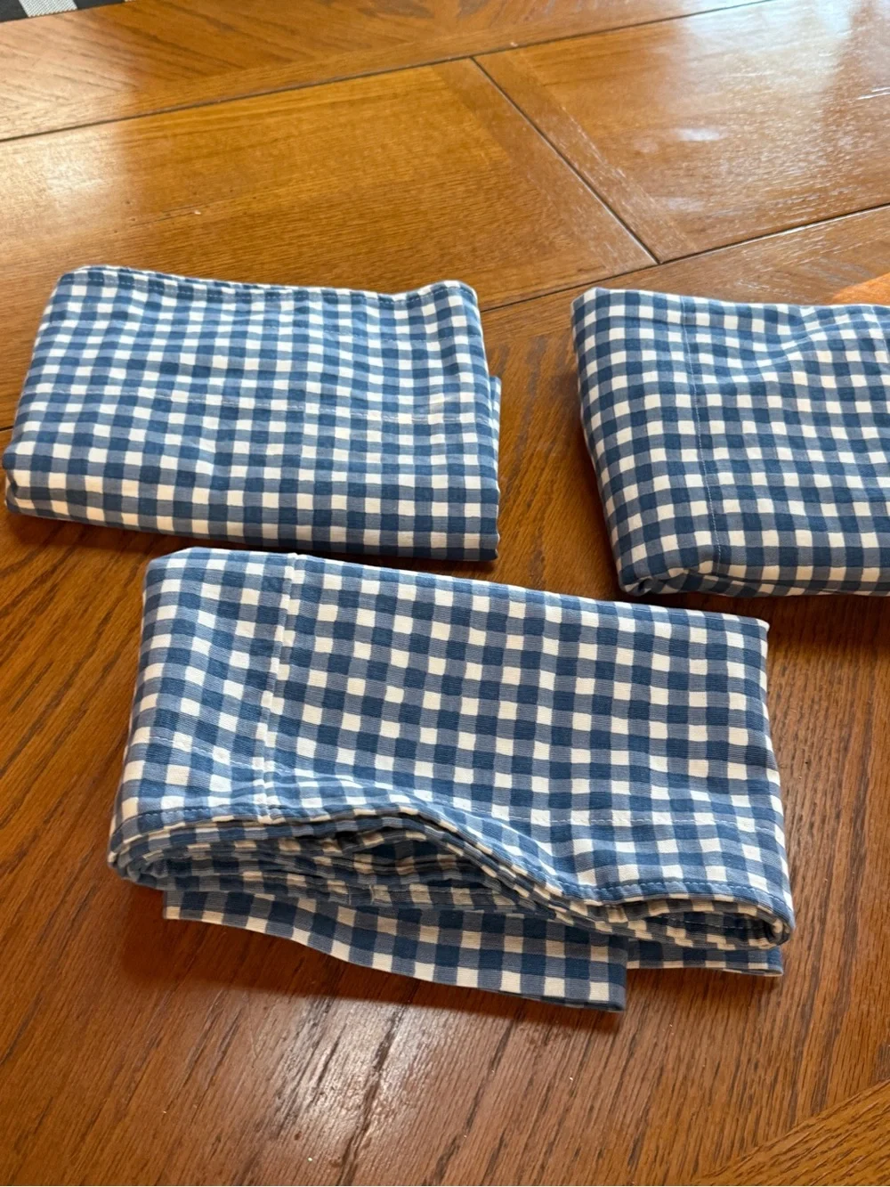 Waverly blue and white gingham check Valances set of 3 - 78”x15”